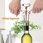 Wing Corkscrew Wine Bottle Opener Godmorn Rose Gold Beer Bottle Opener with Wine Pourer, Cute All-in-one Stainless Steel Winged Corkscrew Pink Wine Accessories For Kitchen Chateau Restaurant Bars