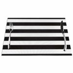 Black White Wide Striped Linen Placemats Heat Insulation Washable Placemats Set of 4 Table Mats for Dining Table Kitchen Decor and Accessories 18″X12″ (Black White Wide Striped, 18″x 12″)