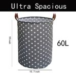 SANTIGHU Large Laundry Basket, Waterproof Laundry Hamper, Collapsible Canvas Basket for Kids Room,Toy Organizer, Home Decor, Nursery Hamper (Black Dot)