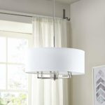 Madison Park Signature MPS150-0066 Broderick 6 Modern Chandeliers-Metal, Fabric Shade Pendant Ligthing Lamp Ceiling Dining Lighting Fixtures Hanging, See Below, White/Silver