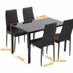 Dining Table Set Dining Room Table Set 5-Piece Kitchen Dining Table Set with 4 Faux Leather Metal Frame Chairs Rectangular Modern for Small Spaces w/Glass Tabletop Kitchen Table and Chairs