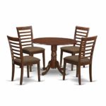 East West Furniture DLML5-MAH-C – 5 Piece Kitchen Dining Set – An Elegant Dining room Chairs Linen Fabric Seat and Mahogany Dinner Table