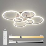 LED Ceiling Light,VANDER Life 72W LED Ceiling Lamp 6400LM White 6 Rings Lighting Fixture for Living Room,Bedroom,Dining Room,Dimmable Remote Control,3 Color