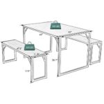 IMusee Modern Industrial 3-Piece Soho Dining Table Set, Metal Frame and MDF Board, Dining/Kitchen Table Set with Benches, Sturdy Structure, Space-Saving Furniture