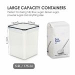 Large Food Storage Containers 5.2L / 176oz, Vtopmart 4 Pieces BPA Free Plastic Airtight Food Storage Canisters for Flour, Sugar, Baking Supplies, with 4 Measuring Cups and 24 Labels, Black