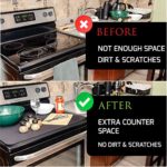 Larsic Stove Cover – Protects Electric Stove Washer Dryer Top. Anti-Slip Coating Waterproof, Ironing Mat, Stove Washer Dryer Gap, Foldable. Prevent Scratching, Expands Usable Space (28.5X20.5, Black)