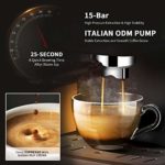 Gevi Espresso Machine 15 Bar with Milk Frother, Expresso Coffee Machine for Espresso, Latte and Mocha, 1.5L Removable Water Tank and Double Temperature Control System, Classial, Sliver, 1050W