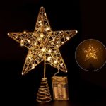 Lemonfilter Christmas Tree Topper Star, Glittered Star Tree Topper Xmas Tree Decoration Holiday Seasonal Décor 12 inch (Gold)