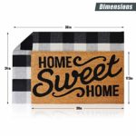 Sierra Concepts Welcome Mat Outdoor Front Door Mats Spring 30 Inch x 17 Inch + Buffalo Plaid Rug Checkered Layered Black White Floor Combo Set – Non Slip Entryway Indoor Outdoors Mats Home Sweet
