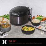 CRUX 12 Cup Non-Induction Rice Cooker, Multi-Cooker, Food Steamer, Slow Cooker, Stewpot, Easy One-Pot Healthy Meals, Dishwater Safe, Non-Stick Bowl, Black