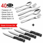 LIANYU 48-Piece Silverware Set with Steak Knives, Stainless Steel Flatware Cutlery Set for 8, Eating Utensils Tableware Include Forks Knives Spoons, Dishwasher Safe