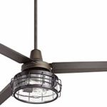60″ Casa Turbina Modern Industrial 3 Blade Indoor Ceiling Fan with Light LED Remote Control Oil Rubbed Bronze Clear Seedy Glass for House Bedroom Living Room Home Kitchen Family Dining – Casa Vieja