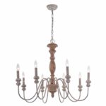 HMVPL 8-Light Wood Chandeliers, Farmhouse Pendant Lighting Fixtures Vintage Swag Hanging Ceiling Lamp for Kitchen Island Dining Room Bedroom Foyer Hallway Front Door