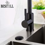 BESTILL Sink Top Garbage Disposal Air Switch Kit, Matte Black (Long Button with Brass Cover)