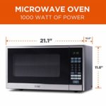Commercial Chef Countertop Microwave, 1.1 Cubic Feet, Black With Stainless Steel Trim