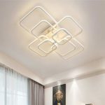 LED Ceiling Light Fixture With Remote Control,Chandelier Modern Acrylic Lighting Flush Mount Lamp 8 Heads for Dining Room Bedroom Square Kitchen Light Fixtures,Dimmable Light Color Changeable (White)