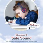 iClever BTH02 Kids Headphones, Kids Wireless Headphones with MIC, 22H Playtime, Bluetooth 5.0 & Stereo Sound, Foldable, Adjustable Headband, Childrens Headphones for iPad Tablet Home School, Blue/Red