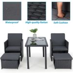 10 Pieces Patio Dining Sets, Outdoor Space Saving Dining Table Set, Wicker Rattan Furniture with Ottoman & Table, for Garden, Patio, Balcony, Beach, Backyard?Grey