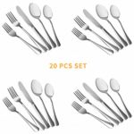 20 Pieces Silverware Flatware Set, Stainless Steel Cutlery Forks Spoons Service for 4 set, Elegant Utensil Tableware Sets for Eating, Zocy Serving for Kitchen and Hotel