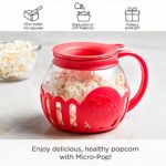 Ecolution Original Microwave Micro-Pop Popcorn Popper, Borosilicate Glass, 3-in-1 Silicone Lid, Dishwasher Safe, BPA Free, 1.5 Quart Snack Size, Red