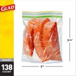 Glad Food Storage and Freezer 2 in 1 Zipper Bags – Quart Size – 46 Count Each (Pack of 3) (Package May Vary), Gray