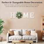 Wood Home Sign for Wall Decor Wooden Home Letters with Wreath Artificial Eucalyptus Modern Decorative Hanging Home Letters Decor Farmhouse Home Sign for Living Room Kitchen Entryway, Housewarming Gift