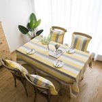 Jingdood Striped Tassel Tablecloth, Nordic Style Cotton Linen Washable Table Cover for Restaurant Kitchen Outdoor Decoration, 54 x 70 inches, Yellow…