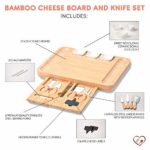 Klassy Kitchen Co Charcuterie Board Set (18 Piece) – Unique Bamboo Cheese Board – Large Cheese Board and Knife Set Perfect For Entertaining – Easy To Clean Cheese Platter