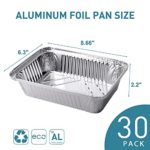 XIAFEI 2LB Takeout Foil Pans with Lids(30 Pack), Recyclable,Best Use for Baking, Cooking, Heating, Storing, Prepping Food,Takeout – 8.26″ x 5.7″ x 1.77″