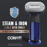 Conair Turbo ExtremeSteam 2-in-1 Iron Garment Steamer, Black/Blue