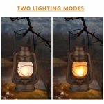 LED Vintage Lantern Battery Operated Flickering Flame Outdoor Hanging Lantern with Remote and Two Modes for Camping and Home Decor, 2 Pack