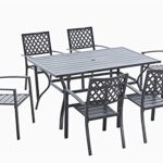 VICLLAX 7-Piece Outdoor Patio Dining Furniture Set, Dining Table with Umbrella Hole, Patio Stackable Chairs