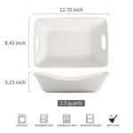 1.5 Quarts Serving Bowl with Handles Set Rectangle Serving Platter Porcelain Bowl Set, 2 Pack White