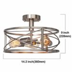 FIMITECH 3-Light Semi-Flush Mount Ceiling Light, Stainless Steel Ceiling Lights Pendant Lighting Fixtures, Vintage Close to Ceiling Lamp for Farmhouse, Kitchen, Foyer, Dining Room