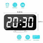BinChang Digital Clock, Bedroom Decor, Mirror LED Loud Alarm Clock with Large Display for Heavy Sleepers, Digital Desk Wall Alarm Clock for Bedroom Home Office(White)
