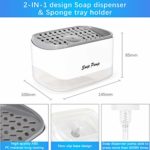 Kitchen Dish Soap Dispenser with Sponge Holder, 2021 Newest 2-in-1 Countertop Soap Pump Dispenser, for Kitchen Sink Dishwashing Soap Dispenser – 12.5 Ounces