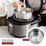 Buffalo Titanium Grey IH SMART COOKER, Rice Cooker and Warmer, 1.8L, 10 cups of rice, Non-Coating inner pot, Efficient, Multiple function, Induction Heating (10 cups)