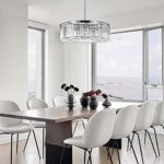 DSRJ HOME Modern Crystal Chandelier Pendant Chrome Raindrop Lighting Ceiling Light Fixture Lamp for Dining Room Bathroom Bedroom Livingroom entryway W22 Inch (Bulbs Included)