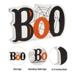 Halloween Decor – Halloween Decorations – Boo Happy Halloween Wooden Signs & Cute Gnomes Plush with Bats and Spider – Farmhouse Rustic Tiered Tray Decor Items for Home Table House Room