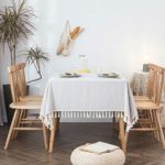 Villa Feel Textured Fabric Table Cloth Waterproof Heavy Weight Cotton Linen Fabric Dust Proof Table Cover for Kitchen Dinning Tabletop Decoration(54″ x 70″ Rectangular-Beige Texture)