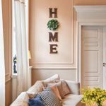 Mkono Wall Hanging Wood Home Sign with Artificial Eucalyptus for O Rustic Wooden Home Hanging Letters Decorative Wall Decor Signs for Living Room House, 9.8”H x 8.5”W, Brown