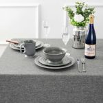 JUCFHY Rectangle Table Cloth, Linen Farmhouse Tablecloth Heavy Duty Fabric,Stain-Proof,Water Resistant Washable Table Cloths,Decorative Oblong Table Cover for Kitchen and Holiday(52×70 Inch,Charcoal)