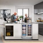 AAOBOSI 24 Inch Beverage and Wine Cooler Dual Zone 2-IN-1 Wine Beverage Refrigerator with Independent Temperature Control, LED Light, Quiet Operation, Energy Saving, Hold 18 Bottles and 57 Cans