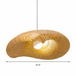 Pendant Lighting for Kitchen Island, XINDAR Modern Twist Hanging Light Kit Bamboo 1 Light Dining Room Pendant Lamp in Beige (31.5 inch)