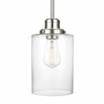 Amazon Brand – Ravenna Home Single-Light Pendant Light with Seeded Glass Shade, Vintage Edison Bulb Included, 57.1″H, Brushed Nickel