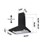 30 inch Black Range Hood with Anti-fingerprint Design 450 CFM Wall Mounted Range Hood with Push Button Control 3 Speed Exhaust Fan Ducted and Ductless Convertible CIARRA CAB75206P