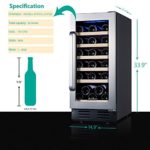 Mini Fridge, Kalamera 15″ Wine Cooler Refrigerator, 30 Bottle Built-in/Freestanding Wine Fridge, Seamless Stainless Steel & Double-Layer Tempered Glass Door, Temperature Memory Function for Wine