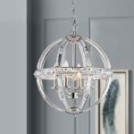 Bestier Chrome Modern Pendant Chandelier Crystal Lighting Ceiling Light Fixture Lamp for Dining Room Bathroom Bedroom Livingroom entryway 4 E12 Bulbs Required D15.7 in x H17.9 in
