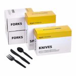 AmazonCommercial Take Away Cutlery Set, 2 Display Boxes of 125 Individually Wrapped Forks; 1 Display Box of 125 Individually Wrapped Spoons; 1 Display Box of 125 Individually Wrapped Knives(500 Count)