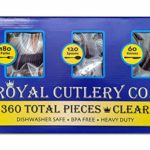 ROYAL CUTLERY CO. Disposable Cutlery set, Color: Clear, 360 Pieces, Heavy Duty Plastic Utensil Set, 180 Forks, 120 Spoons, 60 Knives.
